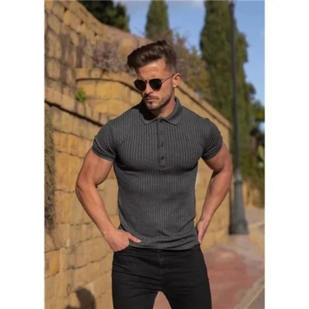 New Muscle Polo Shirts for Men Dark Grey